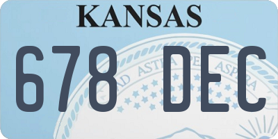 KS license plate 678DEC
