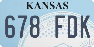 KS license plate 678FDK