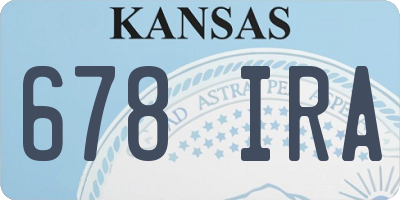 KS license plate 678IRA