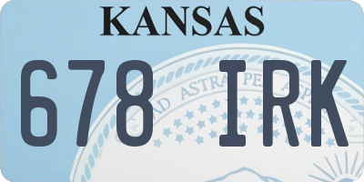 KS license plate 678IRK
