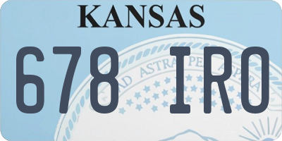 KS license plate 678IRO