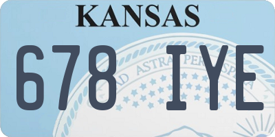 KS license plate 678IYE