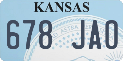 KS license plate 678JAO