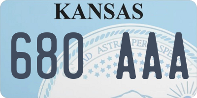 KS license plate 680AAA