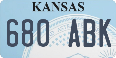 KS license plate 680ABK