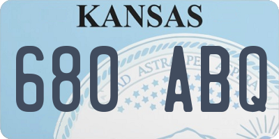 KS license plate 680ABQ