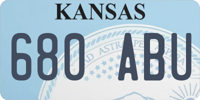 KS license plate 680ABU