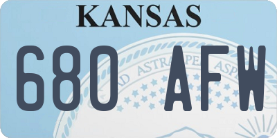 KS license plate 680AFW