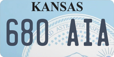 KS license plate 680AIA
