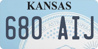 KS license plate 680AIJ
