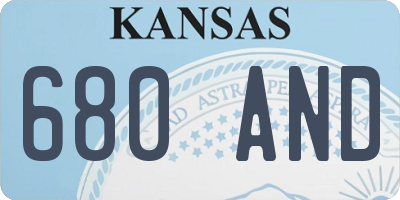 KS license plate 680AND