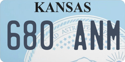 KS license plate 680ANM