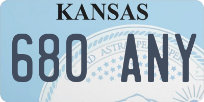 KS license plate 680ANY