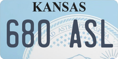 KS license plate 680ASL