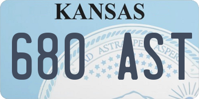 KS license plate 680AST