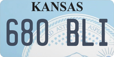 KS license plate 680BLI