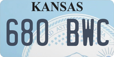 KS license plate 680BWC