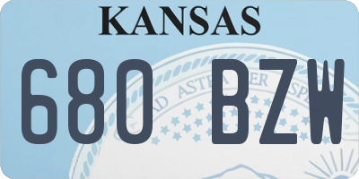 KS license plate 680BZW