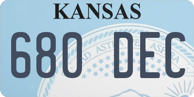KS license plate 680DEC