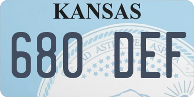 KS license plate 680DEF