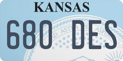 KS license plate 680DES