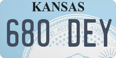 KS license plate 680DEY