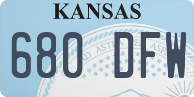 KS license plate 680DFW