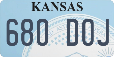 KS license plate 680DOJ