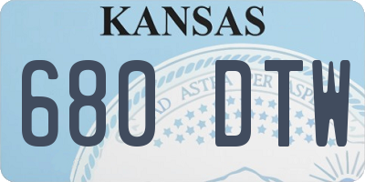 KS license plate 680DTW