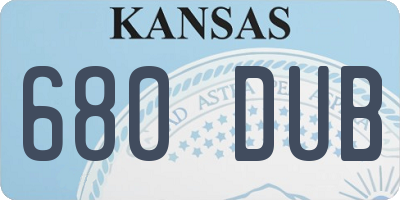 KS license plate 680DUB
