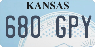 KS license plate 680GPY