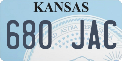 KS license plate 680JAC
