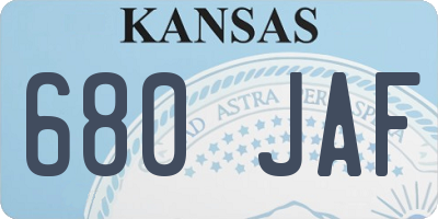 KS license plate 680JAF