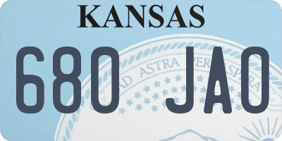 KS license plate 680JAO