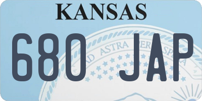 KS license plate 680JAP