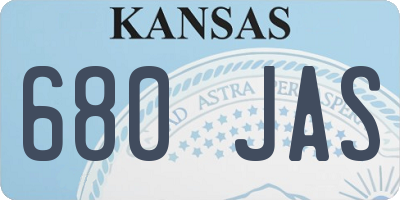 KS license plate 680JAS