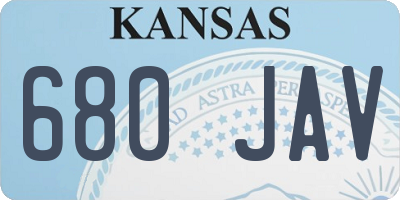 KS license plate 680JAV