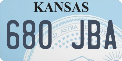 KS license plate 680JBA