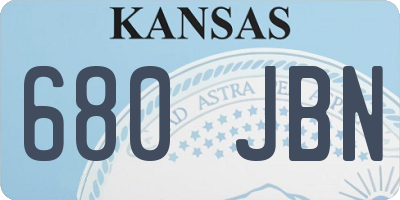 KS license plate 680JBN