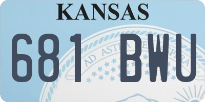 KS license plate 681BWU