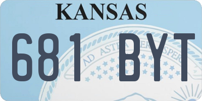 KS license plate 681BYT