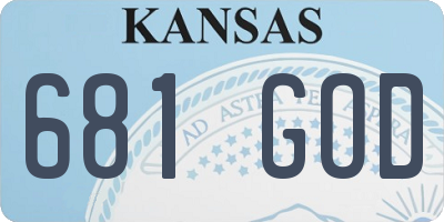 KS license plate 681GOD