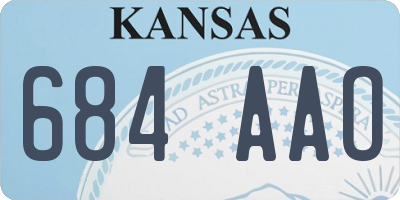 KS license plate 684AAO