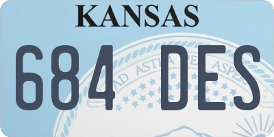 KS license plate 684DES