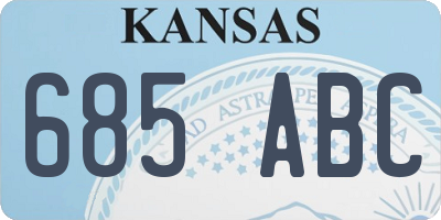 KS license plate 685ABC