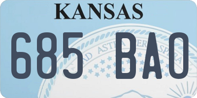 KS license plate 685BAO