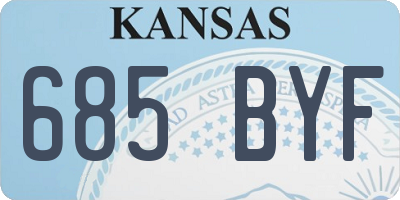 KS license plate 685BYF