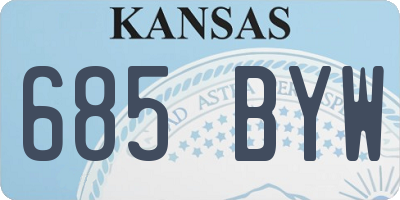 KS license plate 685BYW