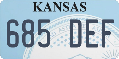 KS license plate 685DEF