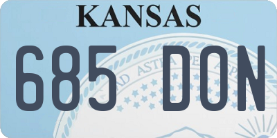 KS license plate 685DON